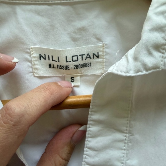 Nili Lotan Paulette Terry White 100% Cotton Shirt - Picture 9 of 10